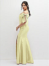 Side View Thumbnail - Butter Yellow Off-the-Shoulder Bow Satin Corset Dress with Fit and Flare Skirt