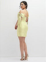 Alt View 4 Thumbnail - Butter Yellow Satin Off-the-Shoulder Bow Corset Fit and Flare Mini Dress