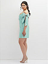 Alt View 3 Thumbnail - Coastal Satin Off-the-Shoulder Bow Corset Fit and Flare Mini Dress