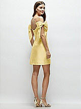 Rear View Thumbnail - Maize Satin Off-the-Shoulder Bow Corset Fit and Flare Mini Dress