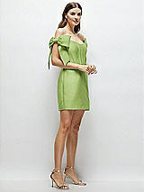 Side View Thumbnail - Mojito Satin Off-the-Shoulder Bow Corset Fit and Flare Mini Dress