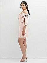 Alt View 3 Thumbnail - Blush Satin Off-the-Shoulder Bow Corset Fit and Flare Mini Dress