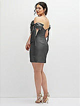 Alt View 4 Thumbnail - Gunmetal Satin Off-the-Shoulder Bow Corset Fit and Flare Mini Dress