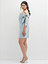 Alt View 3 Thumbnail - Mist Satin Off-the-Shoulder Bow Corset Fit and Flare Mini Dress