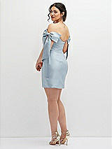 Alt View 4 Thumbnail - Mist Satin Off-the-Shoulder Bow Corset Fit and Flare Mini Dress