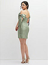 Alt View 4 Thumbnail - Sage Satin Off-the-Shoulder Bow Corset Fit and Flare Mini Dress