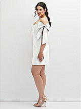 Alt View 3 Thumbnail - White Satin Off-the-Shoulder Bow Corset Fit and Flare Mini Dress