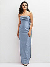 Front View Thumbnail - Cloudy Strapless Draped Bodice Column Dress with Oversized Bow