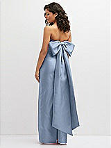 Rear View Thumbnail - Cloudy Strapless Draped Bodice Column Dress with Oversized Bow