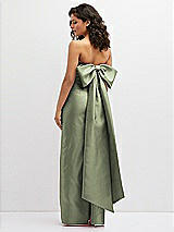 Rear View Thumbnail - Sage Strapless Draped Bodice Column Dress with Oversized Bow