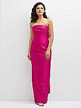 Front View Thumbnail - Think Pink Strapless Draped Bodice Column Dress with Oversized Bow