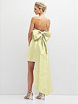 Rear View Thumbnail - Butter Yellow Strapless Satin Column Mini Dress with Oversized Bow