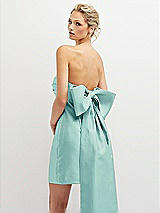 Alt View 1 Thumbnail - Coastal Strapless Satin Column Mini Dress with Oversized Bow