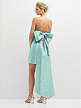 Rear View Thumbnail - Coastal Strapless Satin Column Mini Dress with Oversized Bow