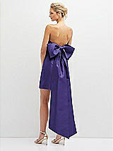 Rear View Thumbnail - Grape Strapless Satin Column Mini Dress with Oversized Bow