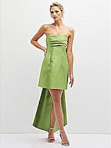 Front View Thumbnail - Mojito Strapless Satin Column Mini Dress with Oversized Bow