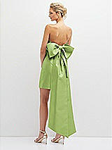 Rear View Thumbnail - Mojito Strapless Satin Column Mini Dress with Oversized Bow