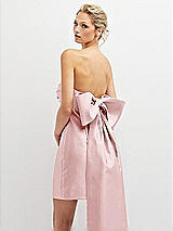 Alt View 1 Thumbnail - Ballet Pink Strapless Satin Column Mini Dress with Oversized Bow