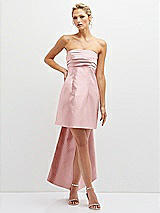 Front View Thumbnail - Ballet Pink Strapless Satin Column Mini Dress with Oversized Bow