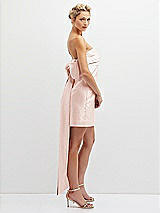 Side View Thumbnail - Blush Strapless Satin Column Mini Dress with Oversized Bow