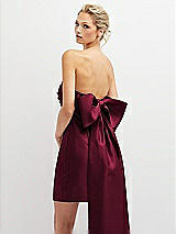 Alt View 1 Thumbnail - Cabernet Strapless Satin Column Mini Dress with Oversized Bow