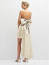 Rear View Thumbnail - Champagne Strapless Satin Column Mini Dress with Oversized Bow