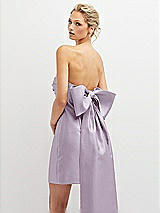 Alt View 1 Thumbnail - Lilac Haze Strapless Satin Column Mini Dress with Oversized Bow