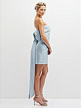 Side View Thumbnail - Mist Strapless Satin Column Mini Dress with Oversized Bow