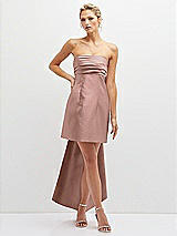 Front View Thumbnail - Neu Nude Strapless Satin Column Mini Dress with Oversized Bow