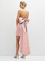 Rear View Thumbnail - Rose - PANTONE Rose Quartz Strapless Satin Column Mini Dress with Oversized Bow