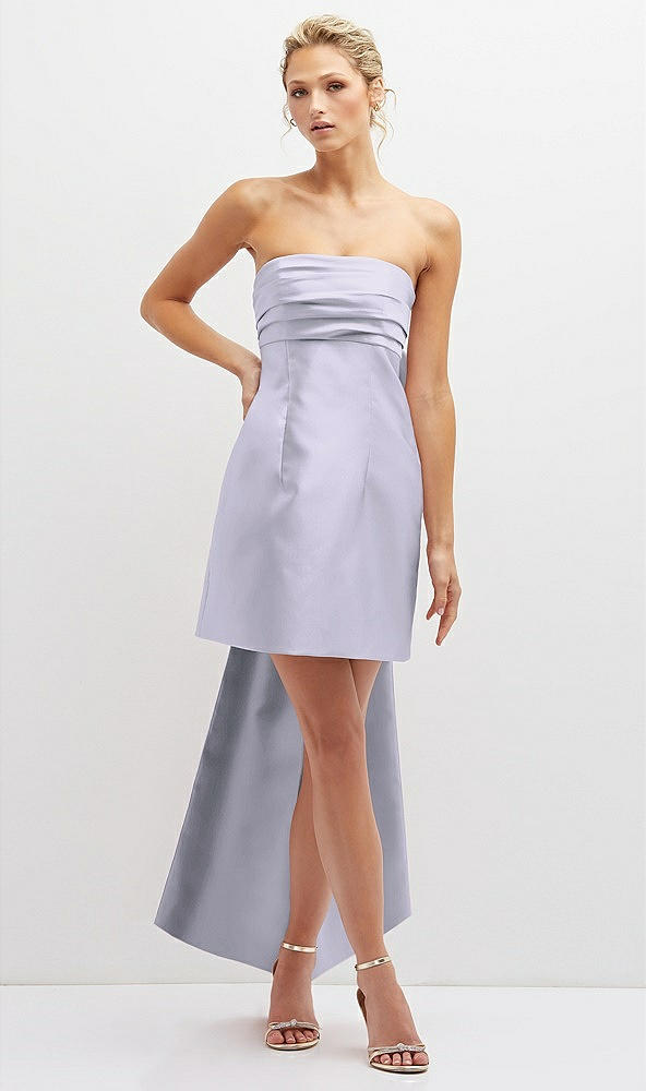 Front View - Silver Dove Strapless Satin Column Mini Dress with Oversized Bow