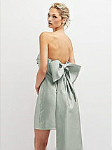 Alt View 1 Thumbnail - Willow Green Strapless Satin Column Mini Dress with Oversized Bow