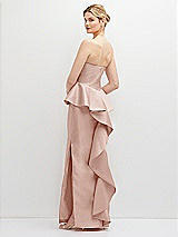 Rear View Thumbnail - Toasted Sugar Strapless Satin Maxi Dress with Cascade Ruffle Peplum Detail