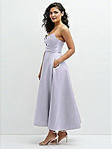 Side View Thumbnail - Silver Dove Draped Bodice Strapless Satin Midi Dress with Full Circle Skirt