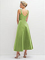 Rear View Thumbnail - Mojito Square Neck Satin Midi Dress with Full Skirt & Pockets