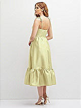 Rear View Thumbnail - Butter Yellow Shirred Ruffle Hem Midi Dress with Self-Tie Spaghetti Straps and Pockets