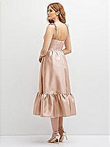 Rear View Thumbnail - Cameo Shirred Ruffle Hem Midi Dress with Self-Tie Spaghetti Straps and Pockets