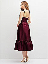 Rear View Thumbnail - Cabernet Shirred Ruffle Hem Midi Dress with Self-Tie Spaghetti Straps and Pockets