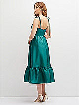 Rear View Thumbnail - Jade Shirred Ruffle Hem Midi Dress with Self-Tie Spaghetti Straps and Pockets