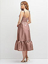 Rear View Thumbnail - Neu Nude Shirred Ruffle Hem Midi Dress with Self-Tie Spaghetti Straps and Pockets