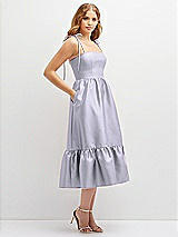 Side View Thumbnail - Silver Dove Shirred Ruffle Hem Midi Dress with Self-Tie Spaghetti Straps and Pockets