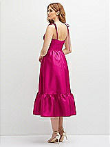 Rear View Thumbnail - Think Pink Shirred Ruffle Hem Midi Dress with Self-Tie Spaghetti Straps and Pockets