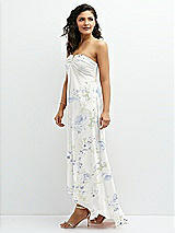 Side View Thumbnail - Bleu Garden Strapless Draped Notch Neck Chiffon High-Low Dress