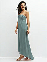 Side View Thumbnail - Icelandic Strapless Draped Notch Neck Chiffon High-Low Dress