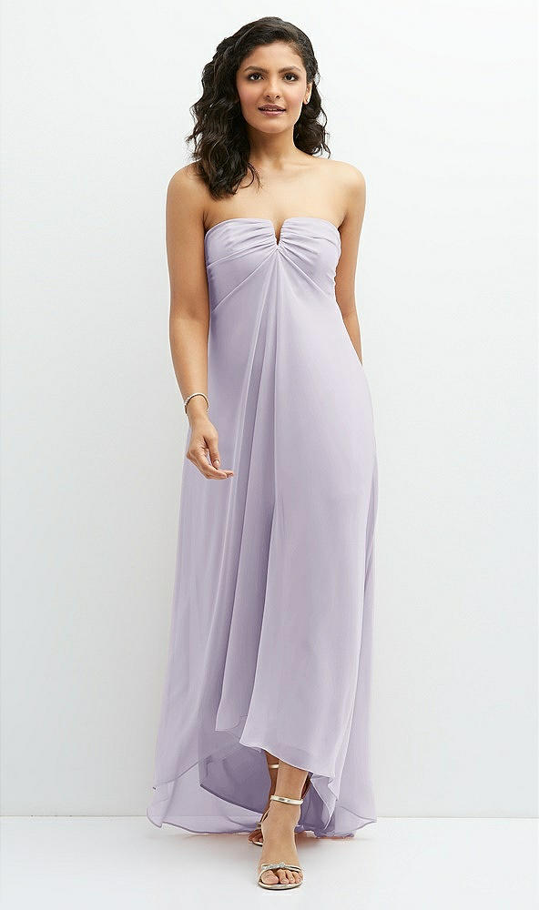 Front View - Moondance Strapless Draped Notch Neck Chiffon High-Low Dress