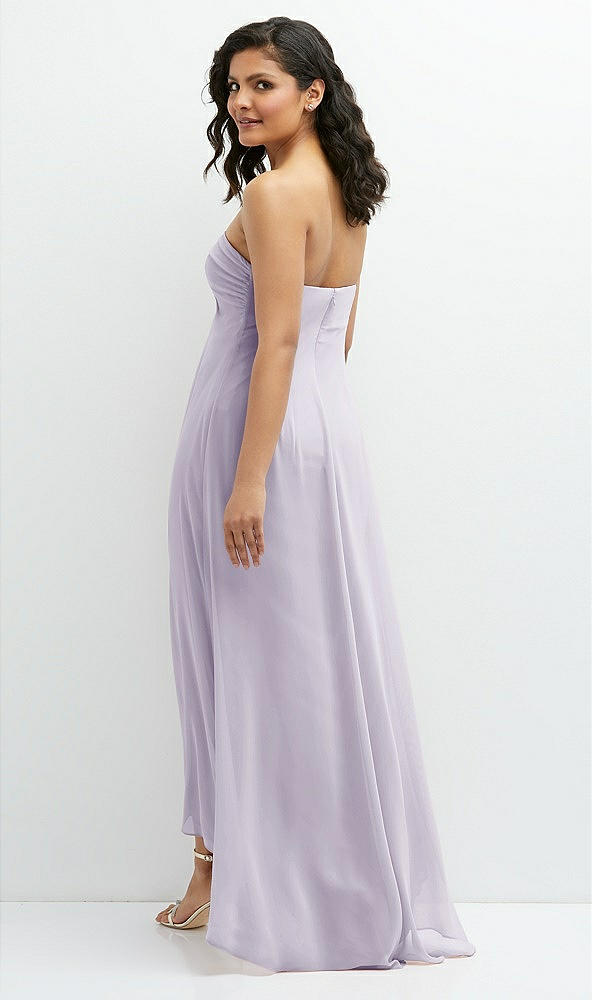 Back View - Moondance Strapless Draped Notch Neck Chiffon High-Low Dress