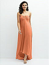 Front View Thumbnail - Sweet Melon Strapless Draped Notch Neck Chiffon High-Low Dress