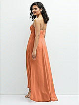 Rear View Thumbnail - Sweet Melon Strapless Draped Notch Neck Chiffon High-Low Dress