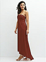 Side View Thumbnail - Auburn Moon Strapless Draped Notch Neck Chiffon High-Low Dress