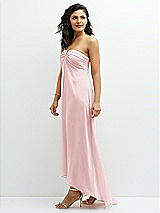 Side View Thumbnail - Ballet Pink Strapless Draped Notch Neck Chiffon High-Low Dress